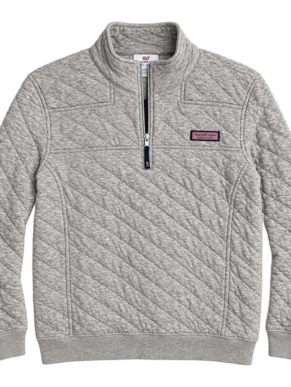 Vineyard Vines Women’s Quilted Quarter\-Zip Pullover Gray Size M